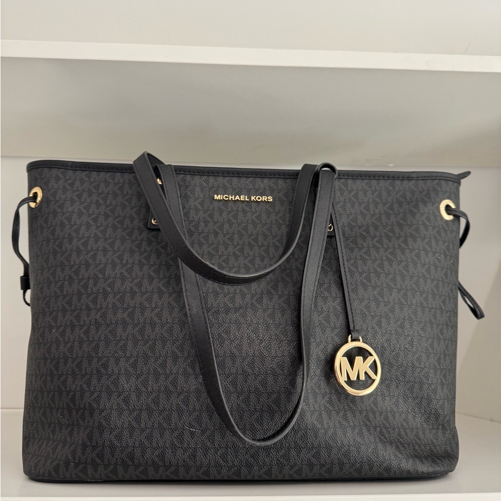 Michael Kors Black Tote with Gold Accents